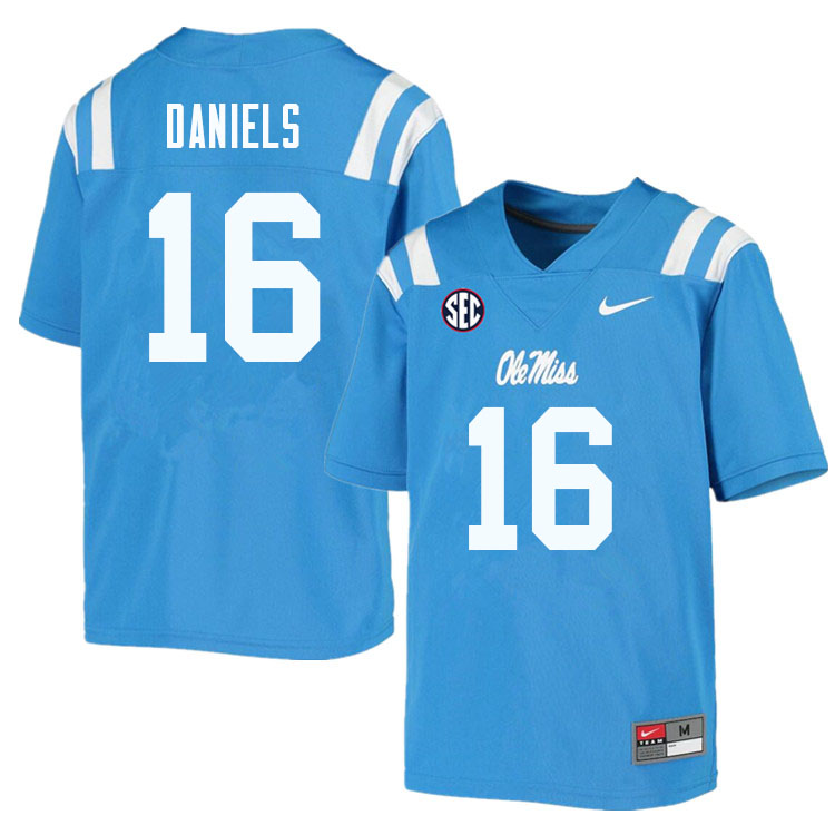 Men #16 MJ Daniels Ole Miss Rebels College Football Jerseys Sale-Powder Blue
